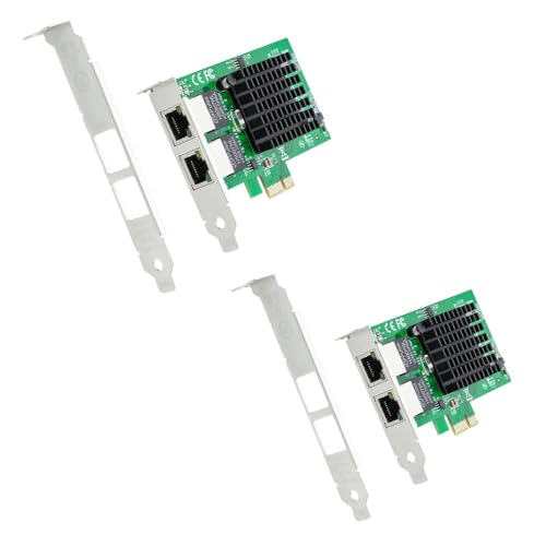Dual Port NIC, Gigabit Ethernet Converged Network Server Adapter Card con Controlador Intel 82576, Dual Puertos RJ45 de Cobre, Compatible con Intel E1G42ET, PCI Express 2.1 X1, 2 Paquetes miniatura 1