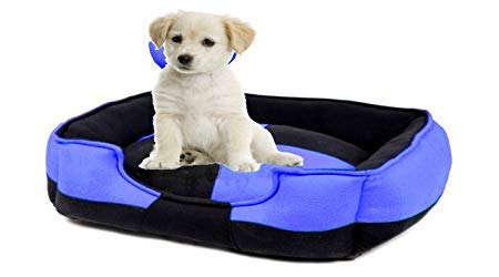 Image of Petslover Ultra Soft Royal Blue & Black Color Fleece Fabric Polyester Filled Sofa Reversible Dog /Cat Beds (Export Quality) -XL