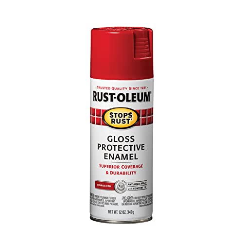 Rust-Oleum 7762830 Stops Rust Protective Enamel Spray Paint for Metal, Alloy and Wood (Gloss Sunrise Red - 340 Grams)