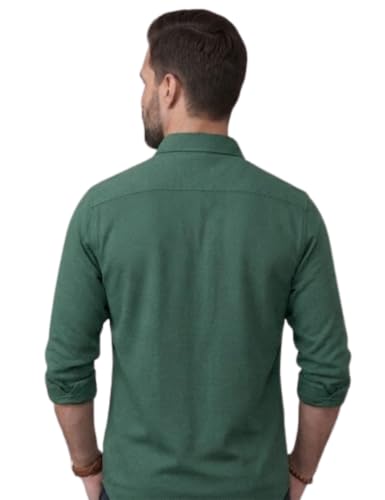 Image of NexaFlair Men's Regular Fit Solid Pattern Laffer Cotton Shirt with Long Sleeve Collared Neck Standard Length and Button Down Closure Type | Mens Casual Shirts | Man's Formal Shirts