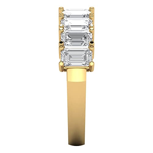 2.61 ct Brilliant Emerald Cut Created Clear Diamond 14k White Gold Eternity Designer Bridal Wedding Band Ring3