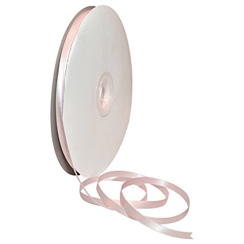 Image of Morex Ribbon 08806 /00-115 Double Face Satin Polyester Ribbon, 1 /4 inch /100 yd., Powder Pink
