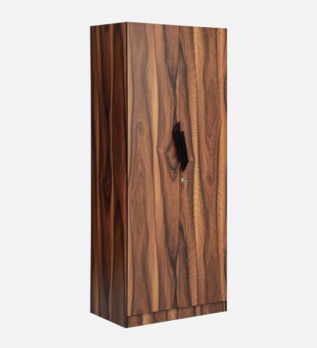 Image of Mintwud Pepperfry Engineered Wood Wardrobe with 2 Doors Storage and 1 Hanging Rod | Wooden Almirah Cupboard for Clothes Storage Organizer for Living Room, Home, Bedroom Furniture (Brown Finish)