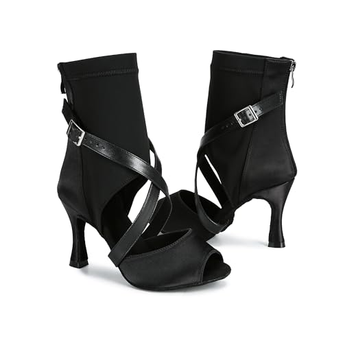 YYTing Ballroom Dance Shoes Women Salsa Latin Boots Dancer Comfortable 3.5 inch Heel Footwear YT3094