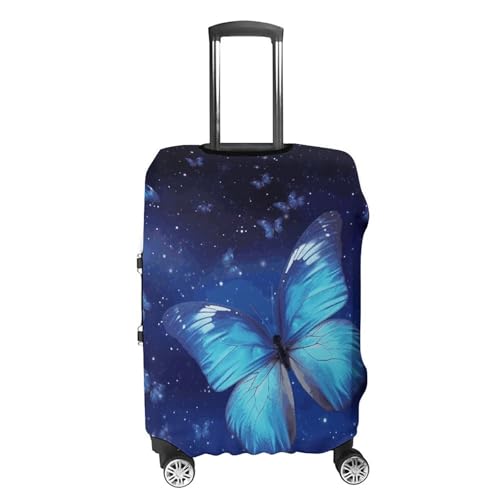 Luggage Covers for Suitcase Travel Luggage Cover Suitcase Protector Blue Starry Butterfly Elastic Suitcase Cover Washable Baggage Covers Fit 19-32 Inch Luggage L4