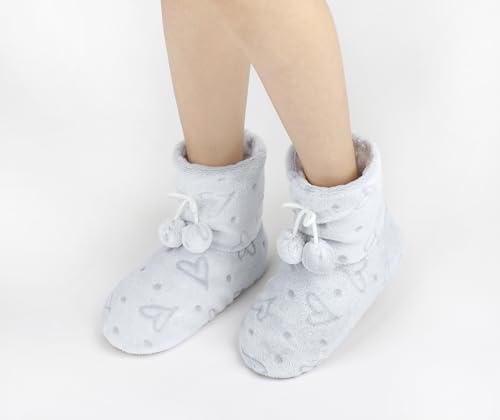 Image of Keyela Womens Non-Slip Sole Slipper Socks, Fluffy Winter House Booties | Ultra soft fuzzy warm indoor house slippers Non-skid bottom for safe walking Cozy winter footwear for ladies