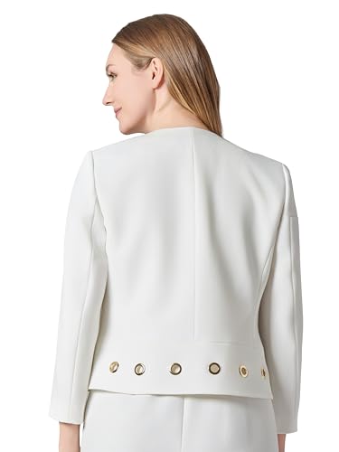 Kasper Women's Crepe Boxy Collarless JKT W Gromets3