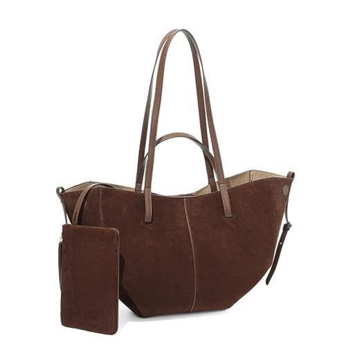 Sac en daim marron fourre-tout pour tous les jours sous le bras