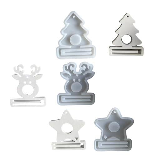 Money Holder Molds, 3Pcs Christmas Themed Silicone Molds Pendant Molds with Hole for Cash Holder, Money Holder, Christmas Hanging Decoration