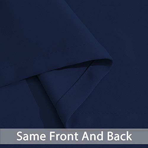 Yakamok 36 Inch Blackout Curtains for Kitchen, Sunlight Block Energy Saving Drapes for Bedroom Bathroom Room Darkening Window Treatment Panels, Navy Blue, 52Wx36L, 2 Panels