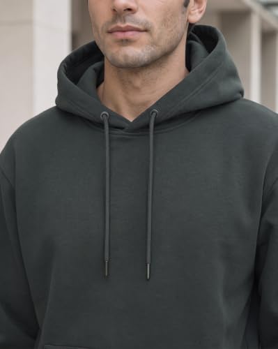 Buy NOBERO Men's Cotton Blend Neck Regular Fit Hooded Sweatshirt (1M-TWHO-R0004-ElegantH_Graphite (Large) at Amazon.in - Image 7