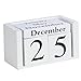 Small Wooden Desk Blocks Calendar - Perpetual Block Month Date Display Home Office Decoration(White), 3.7 x 2.1 x 1.7 inches