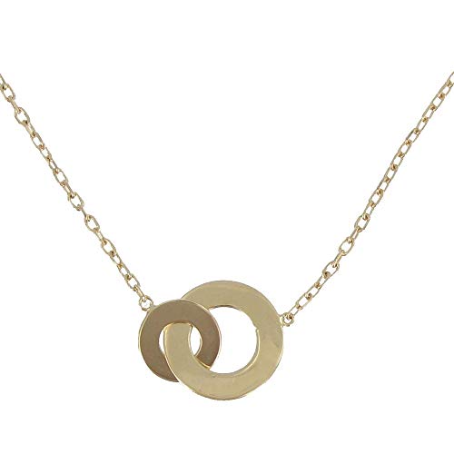 Collier Double Anneaux Plaqué Or pendentif géométrique chaîne fine femme