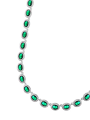Image of Yellow Chimes Jewellery Set for Women Rhodium Plated Cubic Zircon Silver Necklace with Earring Set Floral Design Classic CZ Stoned Jewellery Set for Women and Girls