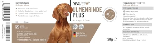 ReaVET Ulmenrinde Plus stark schleimend ohne Aufkochen für Hunde & Katzen 120g - Naturrein in Premiumqualität, Verdauung, Darmflora, Magen, Slippery Elm Bark