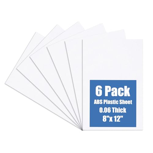 Image of Plastic Sheet 8 inch x 12 inch x 0.06 inch, White PVC Board Flexible Moldable Impact Strength and High Tensile 1 /16 inch Thick (1.5mm) for Crafts Materials Home Decor and Handicrafts, Abs Plastic Sheets 6 Pack