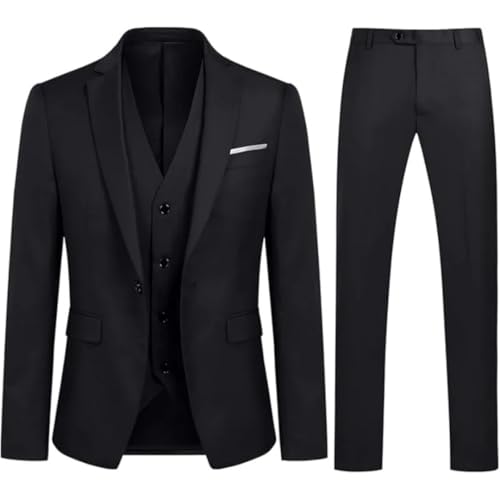 Men's Slim Fit 3-Piece Suits Jacket Trousers Vest for Business Wedding Suit 5