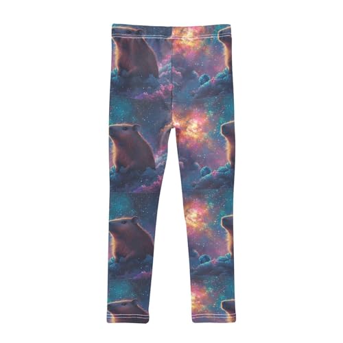 Boccsty Space Stars Galaxy Capybara Girls Leggings Kids Yoga Pants Dance Active Tights 4T2