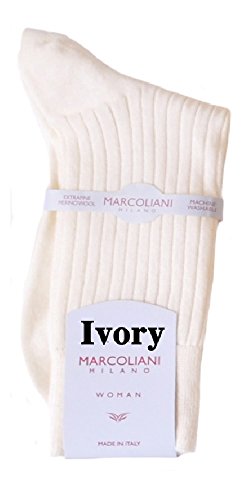 Marcoliani Women's ExtraFine Merino Ankle/Trouser Dress Socks from Italy-1 Pair Ivory