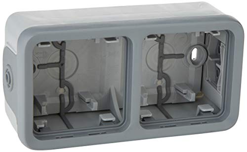 Legrand 069661 Boîtier Étanche à Embouts 2 Postes Verticaux Plexo Composable IP55, Gris