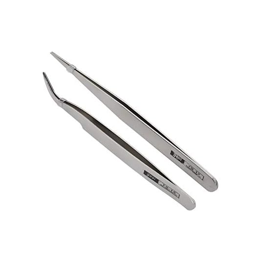 My-Bead 2 piezas Pinzas de precisión acero inoxidable puntiagudas y con manivela para la fabricación de joyas en tejido de perlas DIY