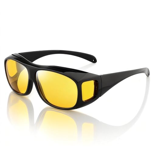 Drivesight Night Driving Glasses - Polarized Anti-Glare | Can be Worn Over Prescription Glasses Suitable for Both Men and Women