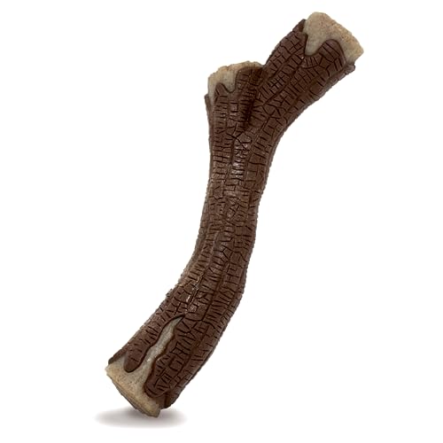Nylabone Real Wood Stick Toy Strong Chew Toy for Dogs, Rubber Dog Toys for Moderate & Aggressive Chewers, Bacon Flavor, X-Large - 50+ lbs, 1 Count