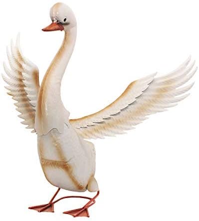 YOUKOOD 18 Inch White Swan Garden Outdoor Indoor Decor Statues, Metal Yard Art Goose Lawn Ornaments Yard Party Landscape Figurine Decorations