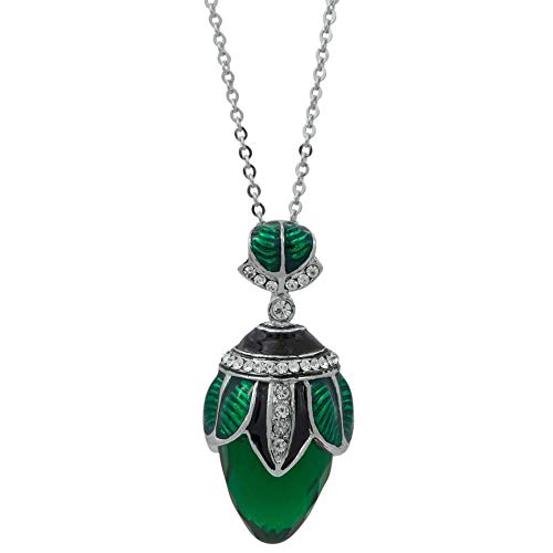 Regal Raindrop: Green Crystal Water Drop Egg Pendant Necklace