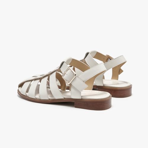 Image of BEAU TODAY Fisherman Sandals for Women, Women's Leather Flat Sandals, Gladiator Strappy Close Toe Roman Sandals Shoes Comfortable Dress Buckle Summer Shoes