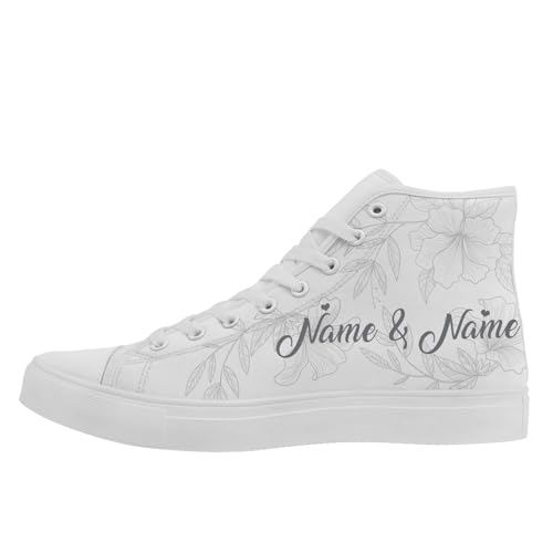 Custom Wedding Sneakers for Bride Bridesmaid, Personalized Bridal High Top Canvas Shoes with Names for Women Gift