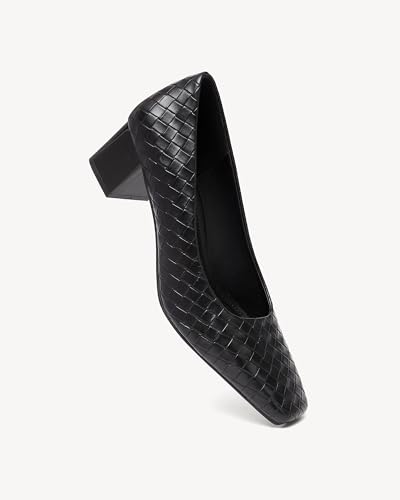 Women’s Patent Square Toe Pumps - Low Chunky Block Heel Dress Shoes for Office, Party & Daily Wear3