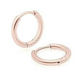 フープピアス リングピアス サージカルステンレス 金属アレルギー対応 ワンタッチ 中折れ つけっぱなし 幅2mm 内径10mm ピンクゴールド 軟骨 トラガス 両耳 1ペア メンズ レディース