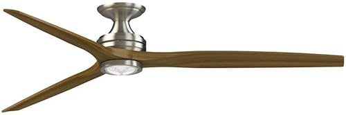 Miniatura 15 de Spitfire - Ventilador de techo empotrado de 3 aspas con kit de luz, 21.08 pulgadas de alto y 72 pulgadas de ancho, acabado de níquel cepillado,