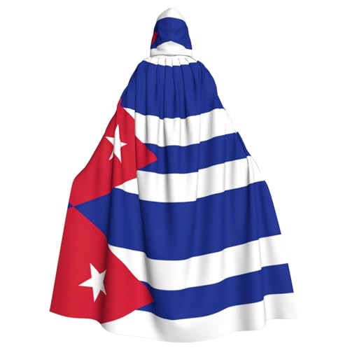 SDEGTHO Capa con capucha de bandera cubana para adultos, disfraz de bruja de Halloween para hombres y mujeres, disfraces de cosplay