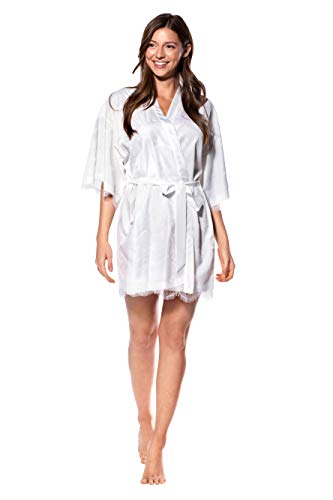 Image of Turquaz Women's Silky Satin Kimono Robes for Bridesmaids, Bride, Short Loungewear, Lingerie Dressing Gown Silk Like VS Robe