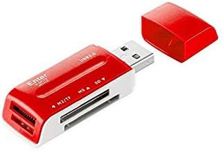 Multi USB Memory Card Reader - All in One Digital Flash Card Writer For Micro SD, SM, SMC, M2, SD, MMC, MS, MS Duo, XD, T-Flash For Windows, Mac & Linux Auto Detecting (Red)
