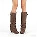 onlymakerheels Slouchy Wedge Suede Boots Knee High Pull On High Heels Brown Size9.5