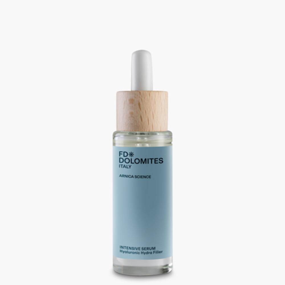 FD Dolomites Intensive Serum, Gocce di Acido Ialuronico puro al 100%, Siero filler ad azione immediata. Il Lifting che cancella gli Anni anche dal Contorno Occhi. Senza profumo. 30ml
