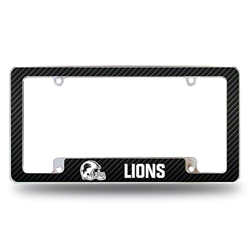 Rico Industries NFL Detroit Lions Black All Over Chrome Frame 12" x 6" Car/Truck Auto Accessory
