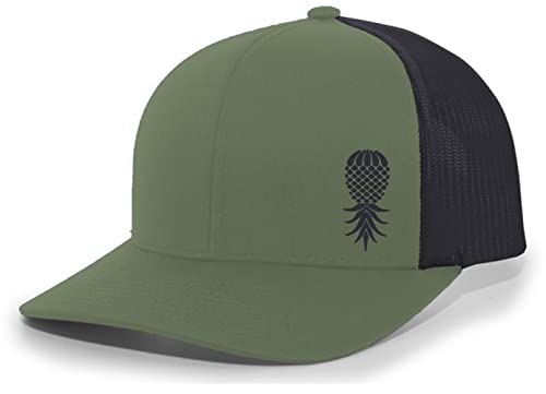 Image of Trenz Shirt Company Men's Upside Down Pineapple Embroidered Mesh Back Trucker Hat Baseball Cap