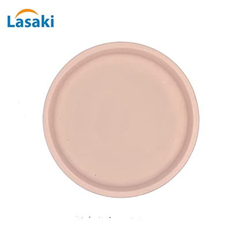 Image of Lasaki Round Ceramic Trays (Plates Saucers) for Pots, planters, Flower, Succulent(Set of 2,Pink,6 inch) R6(Plants not Included)