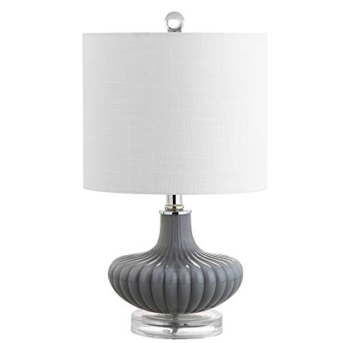 JONATHAN Y JYL1032A Kamille 18" Glass and Lucite LED Table Lamp, Contemporary, Transitional, French Country for Bedroom, Living Room, Office, Gray/Clear