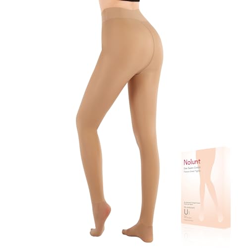 NOLUNT Skin Tone Fleece Lined Nude Tights Women,Fake Translucent Warm Pantyhose Leggings Fleece...