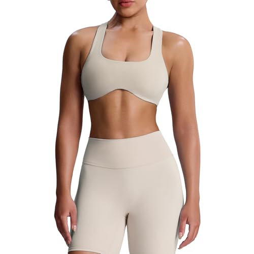 Image of Aoxjox Define Sculpt Racerback Sports Bra | women's workout fitness yoga crop tank, breathable fabric, 4-way stretch, moisture-wicking, gym essential