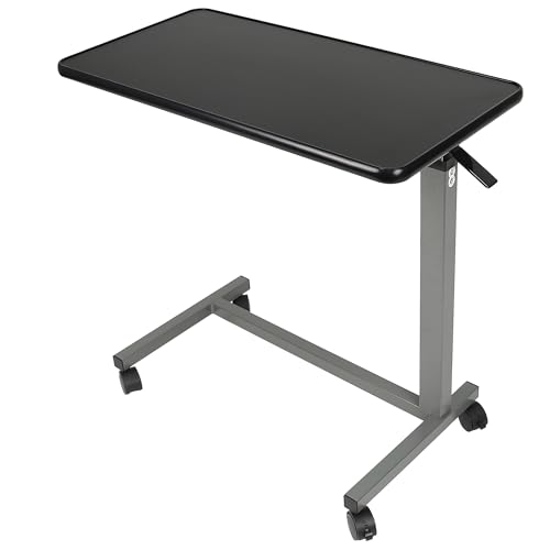 Vaunn Medical Adjustable Overbed Bedside Table with Wheels (Hospital and Home Use)