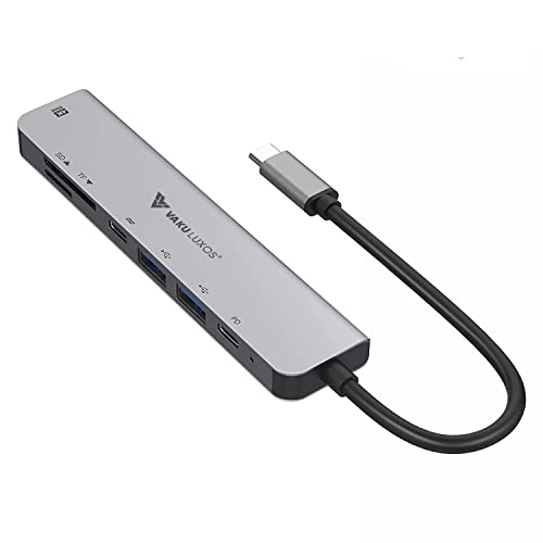 Image of Vaku Luxos USB Hub Type C SENTINEL 7IN1 multiport USB 2.0 /3.0 High-Speed Adapter connector (5GBPS) data transfer Converter Extension, 4K HDMI, SD /TF Card Reader docking station USB A Port Compatible with Macbook Air Pro (M1, M2 etc), iPad Pro Air, Laptop, and Other Type C Mobile & Devices