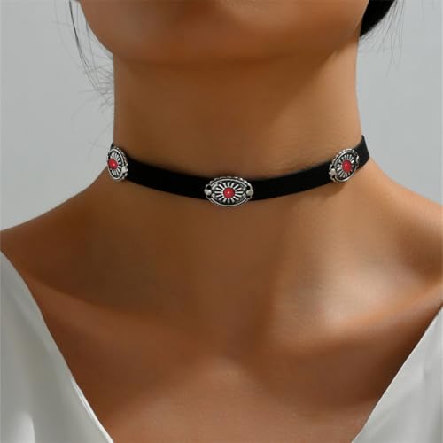 Western Turquoise Choker Necklace for Women Gothic Black Choker Necklaces Boho Summer Cowgirl Rodeo Country Concert Outfits Jewelry Accessories2