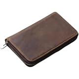 ペンケース 大容量 レザー 筆箱 万年筆 収納 革 ボールペンケース収納 固定位置 貴重な万年筆収納 ひっかき防止 耐衝撃 万年筆箱 おしゃれで実用的 男と女高校生 (ブラウン)