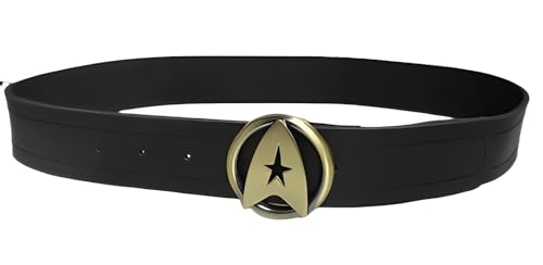 TWOK The Wrath of Khan Costume Belt With Gold Buckle Sci-Fi Inspired Uniform Accessory With Stainless Steel Buckle Black